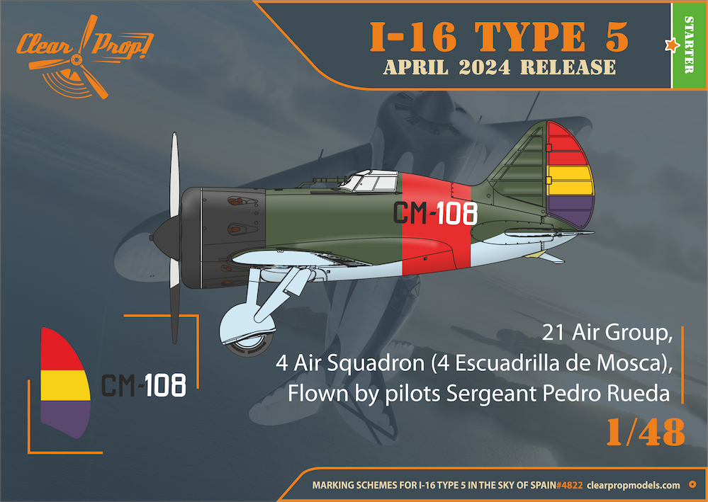 Clear Prop Models CP4822 1:48 Polikarpov I-16 type 5 (in the sky of Spain late version) Starter kit