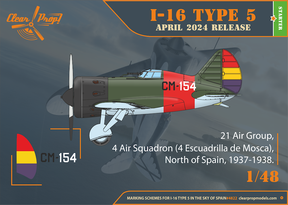 Clear Prop Models CP4822 1:48 Polikarpov I-16 type 5 (in the sky of Spain late version) Starter kit