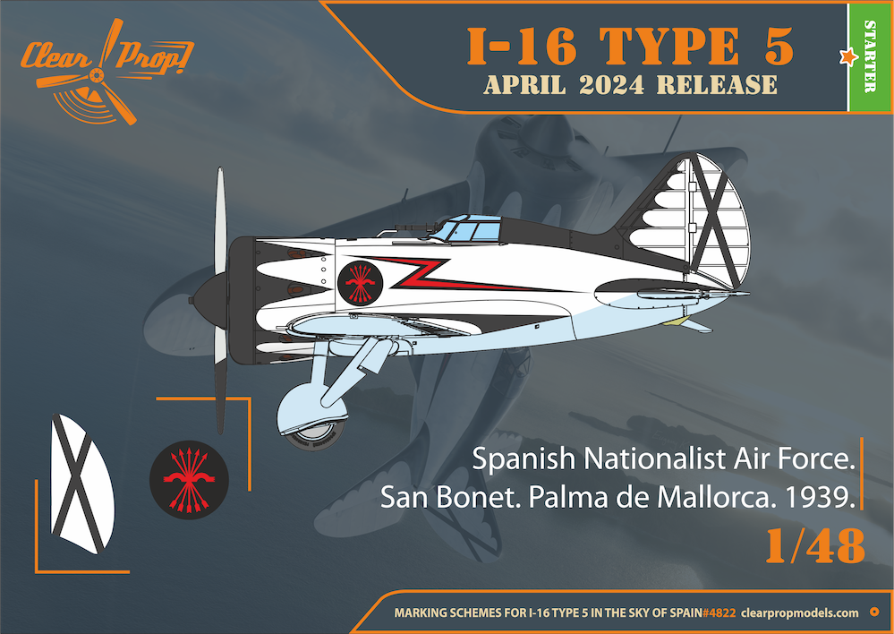 Clear Prop Models CP4822 1:48 Polikarpov I-16 type 5 (in the sky of Spain late version) Starter kit