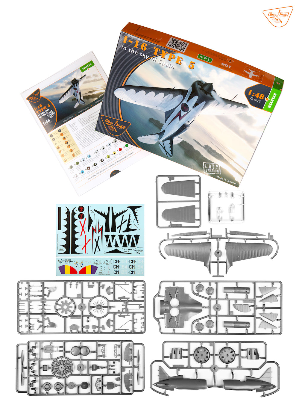 Clear Prop Models CP4822 1:48 Polikarpov I-16 type 5 (in the sky of Spain late version) Starter kit