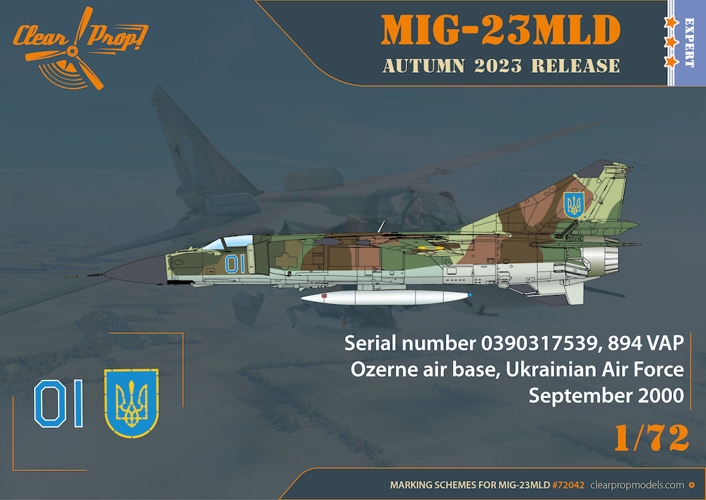 Clear Prop Models CP72042 1:72 Mikoyan MiG-23MLD The last Ukrainian Flogger-K Expert kit