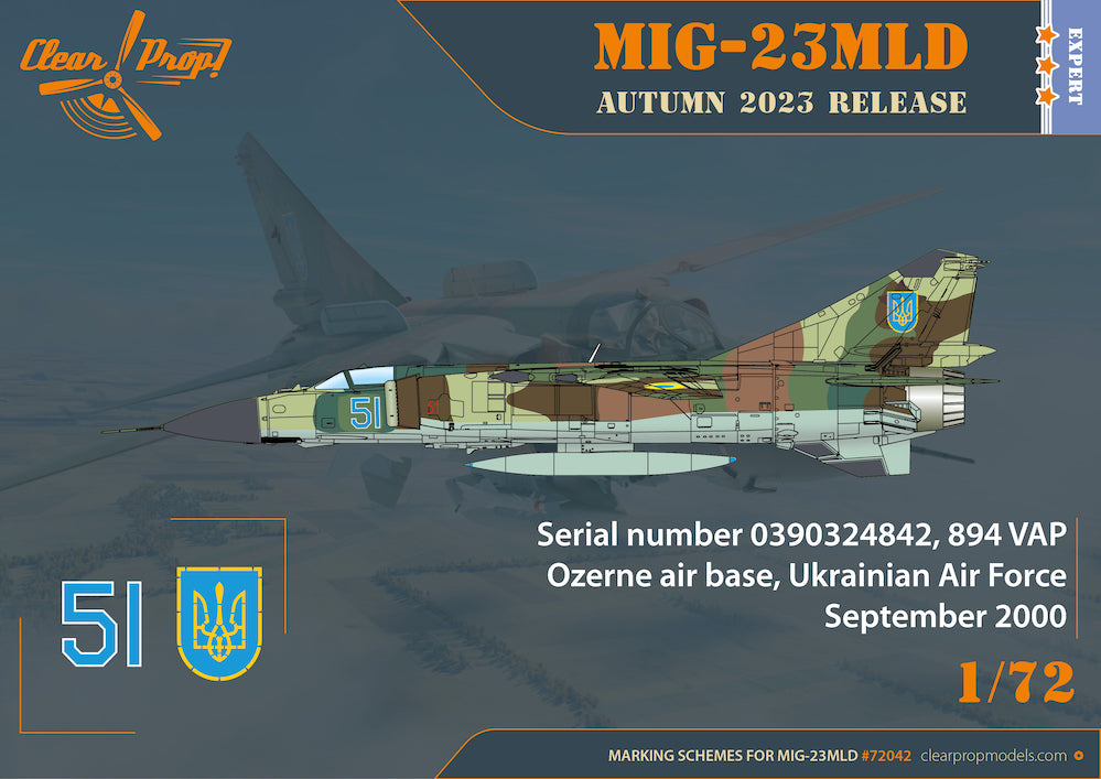 Clear Prop Models CP72042 1:72 Mikoyan MiG-23MLD The last Ukrainian Flogger-K Expert kit