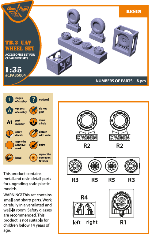 Clear Prop Models CPA35004 1:35 TB.2 UAV wheel set