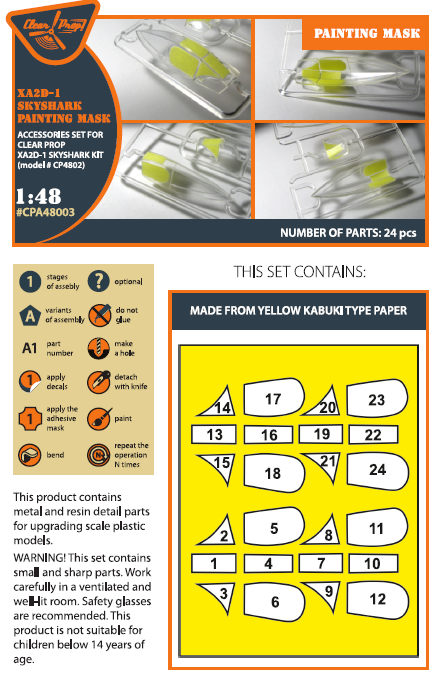 Clear Prop Models A48003 1:48 Douglas XA2D-1 Skyshark Paint Mask