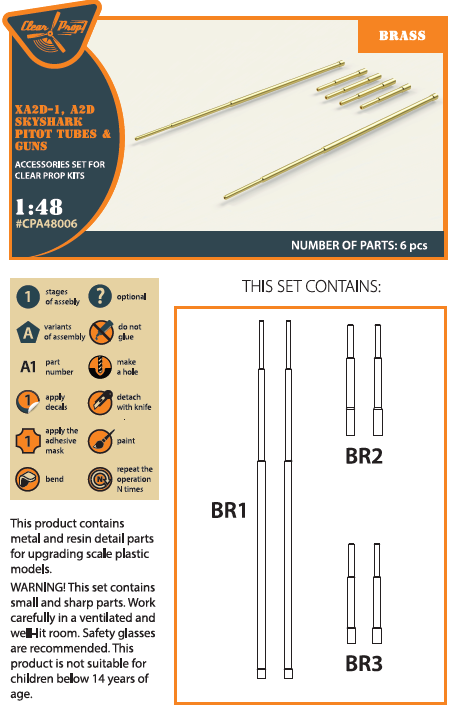 Clear Prop Models A48006 1:48 Douglas XA2D-1/A2D Skyshark Pitot Tubes & Guns