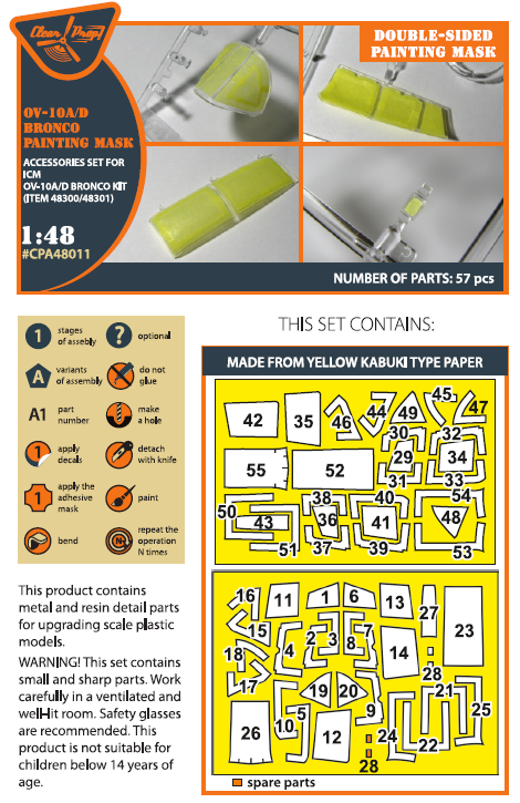 Clear Prop Models A48011 1:48 North-American/Rockwell OV-10Ð/D Bronco Double-Sided Paint Mask