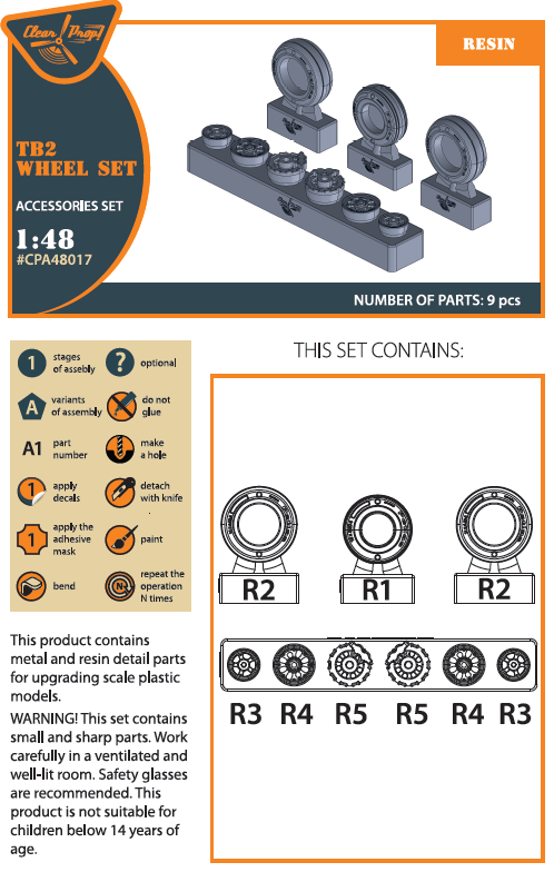 Clear Prop Models A48017 1:48 Bayraktar TB2 Wheel Set