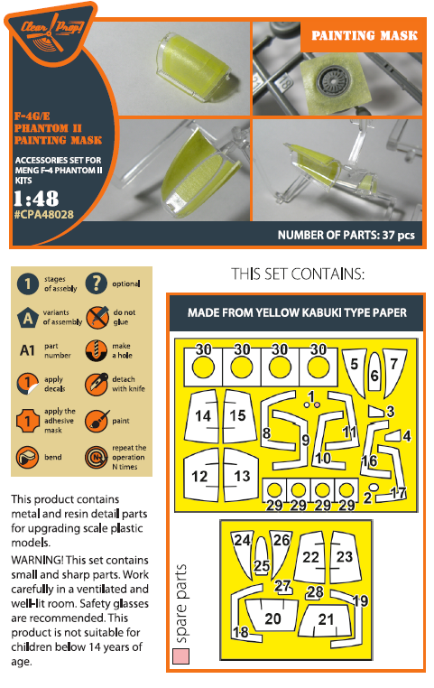 Clear Prop Models A48028 1:48 McDonnell F-4G/E Phantom II Paint Mask