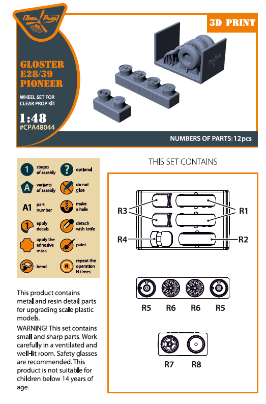 Clear Prop Models CPA48044 1:48 Gloster E28/39 Pioneer wheel set