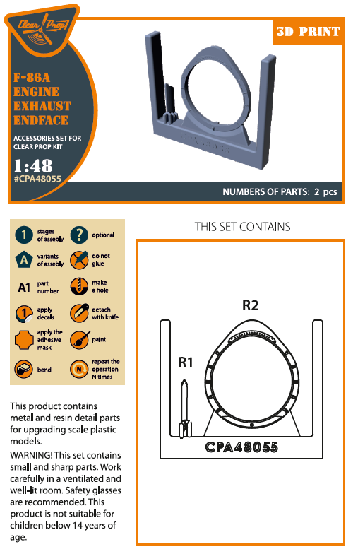 Clear Prop Models CPA48055 1:48 North-American F-86A Sabre Exhaust End Face
