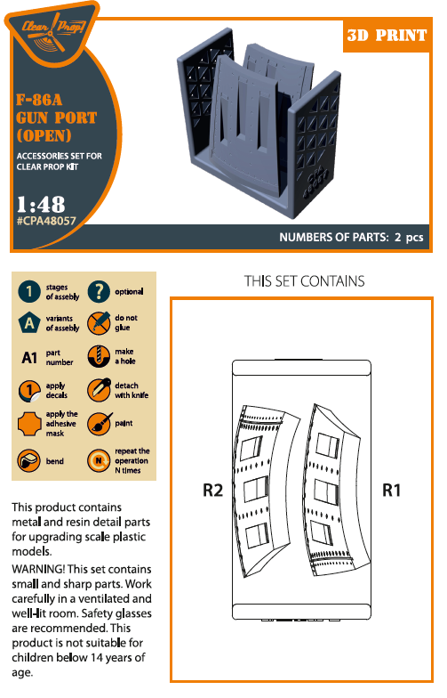 Clear Prop Models CPA48057 1:48 North-American F-86A Sabre Gun Port (Open)