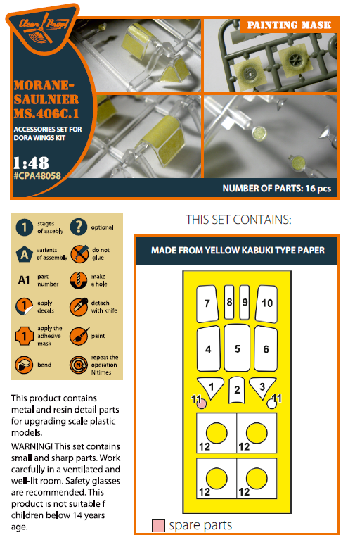 Clear Prop Models CPA48058 1:48 Morane-Saulnier MS.406C.1 Painting Mask