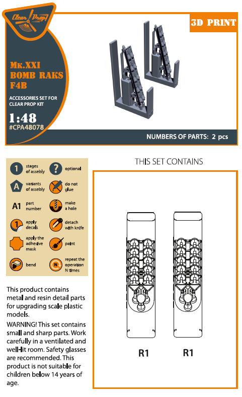 Clear Prop Models CPA48078 1:48 Mk.XXI Bomb Raks Boeing F4B-4