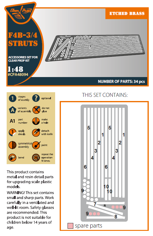 Clear Prop Models CPA48094 1:48 Boeing F4B-3/4 Struts