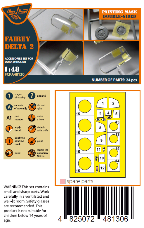 Clear Prop Models CPA48130 1:48 Fairey Delta 2 Double-Sided Paint Mask