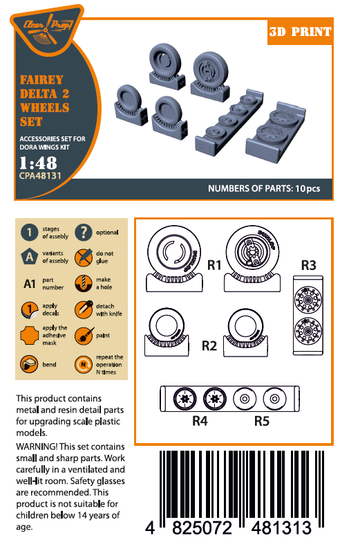 Clear Prop Models CPA48131 1:48 Fairey Delta 2 Wheels Set