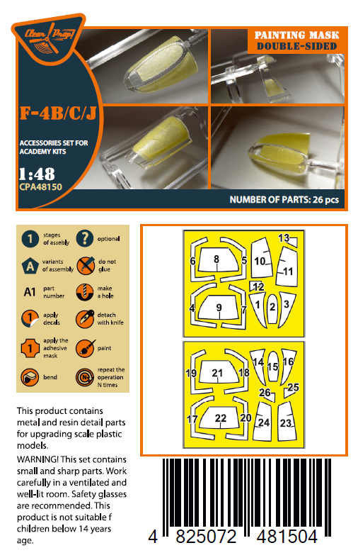 Clear Prop Models CPA48150 1:48 McDonnell F-4B/F-4C/F-4J Double-Sided Paint Mask
