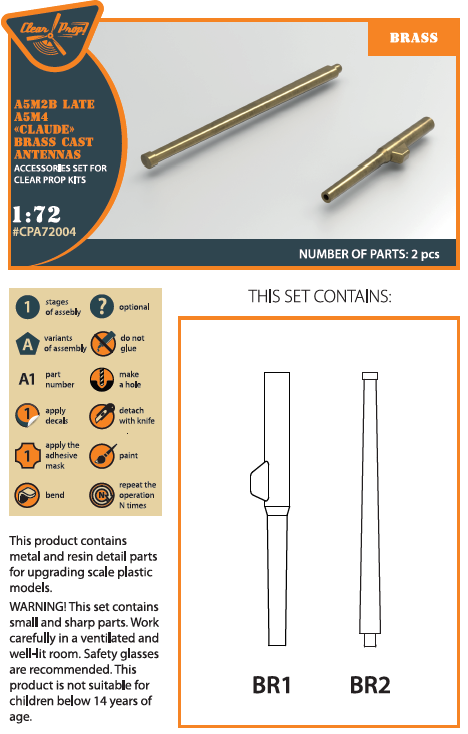 Clear Prop Models A72004 1:72 Mitsubishi A5M2B Late A5M4 'Claude' Brass Cast Antennas