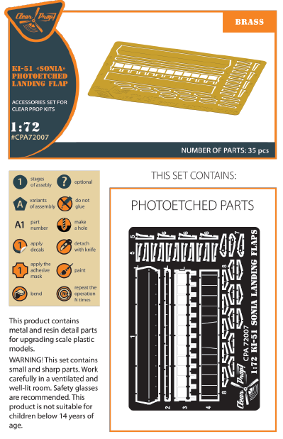 Clear Prop Models A72007 1:72 Mitsubishi Ki-51 'Sonia' Photo-Etched Landing Flap