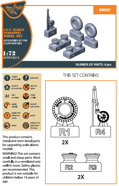 Clear Prop Models A72013 1:72 Lavochkin La-5 (Early Versions) Wheel Set