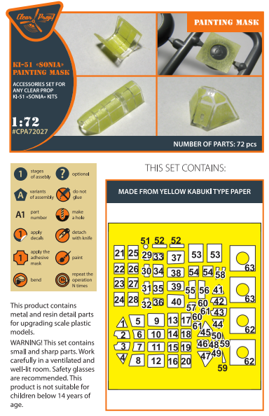 Clear Prop Models A72027 1:72 Mitsubishi Ki-51 Sonia (All Versions) Canopy Painting Mask