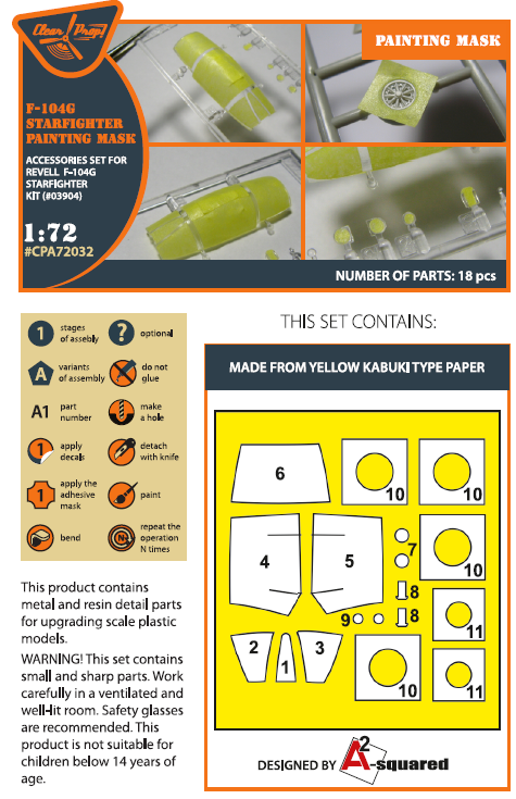 Clear Prop Models A72032 1:72 Lockheed F-104G Starfighter Painting Mask