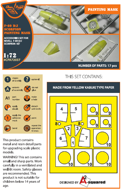 Clear Prop Models A72037 1:72 McDonnell F-89D/J Scorpion Painting Mask