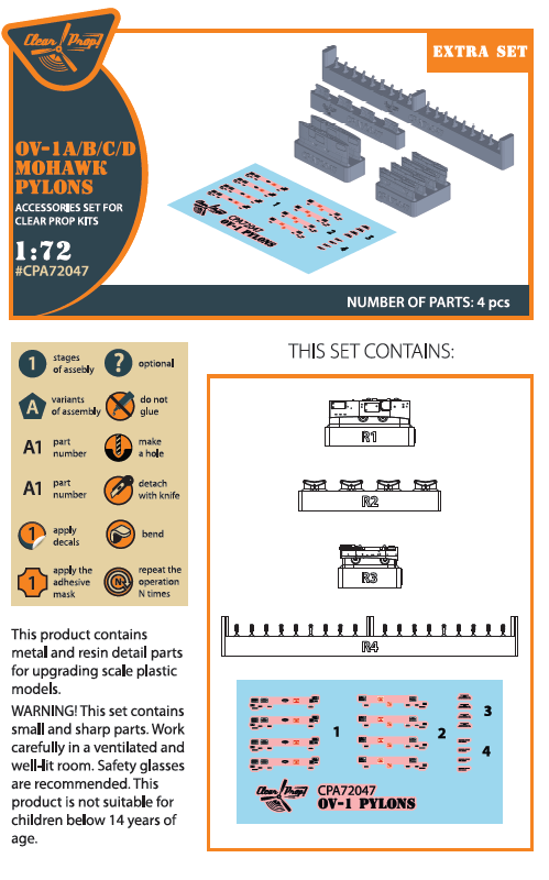 Clear Prop Models CPA72047 1:72 North-American/Rockwell OV-1A/B/C/D Mohawk Pylons