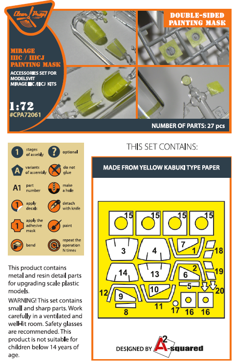 Clear Prop Models A72061 1:72 Dassault-Mirage IIIC/IIICJ Painting Mask