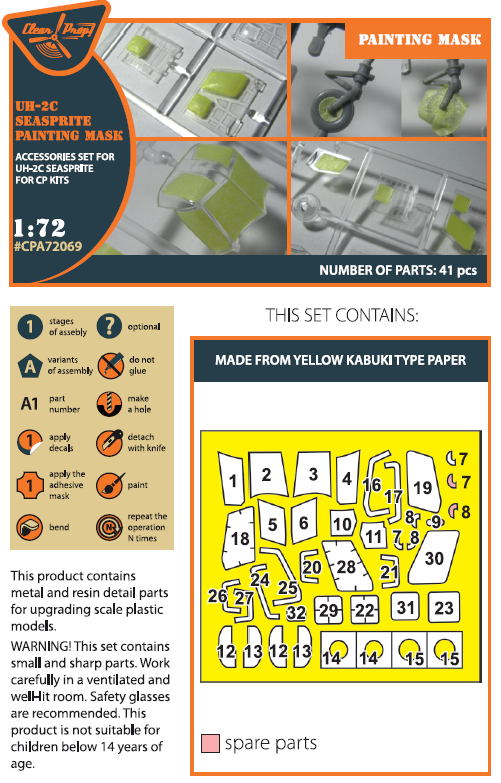 Clear Prop Models A72069 1:72 Kaman UH-2C Seasprite Painting Mask
