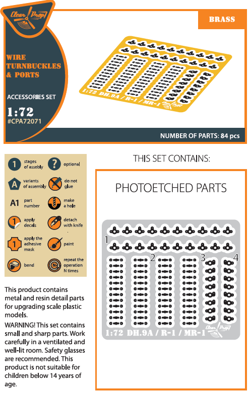 Clear Prop Models A72071 1:72 Wire Turnbuckles and Ports