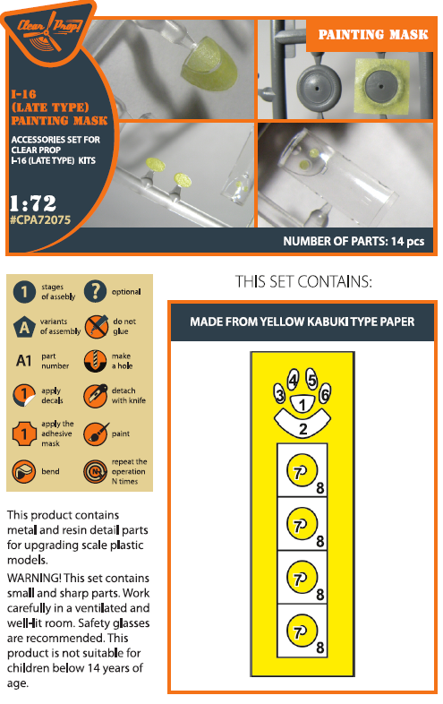 Clear Prop Models A72075 1:72 Polikarpov I-16 Canopy Paint Mask (Late Type)