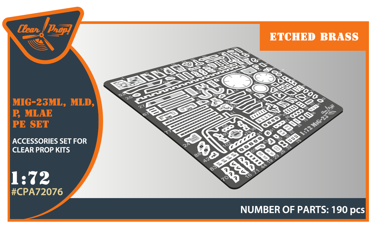 Clear Prop Models A72076 1:72 Mikoyan MiG-23ML/MLD/P/MLAE Photo-Etched Parts