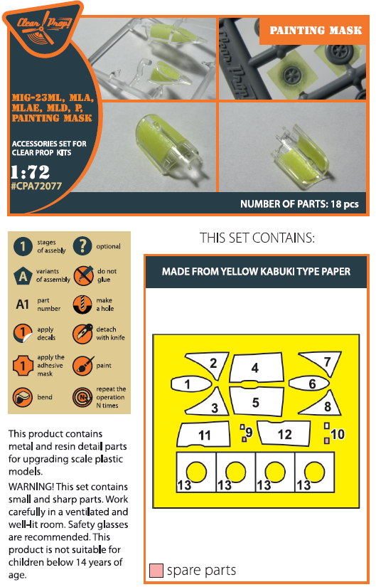 Clear Prop Models A72077 1:72 Mikoyan MiG-23ML/MLD/P/MLAE Painting Mask