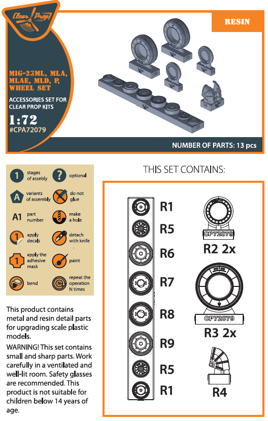 Clear Prop Models A72079 1:72 Mikoyan MiG-23ML/MLD/P/MLAE Wheel Set