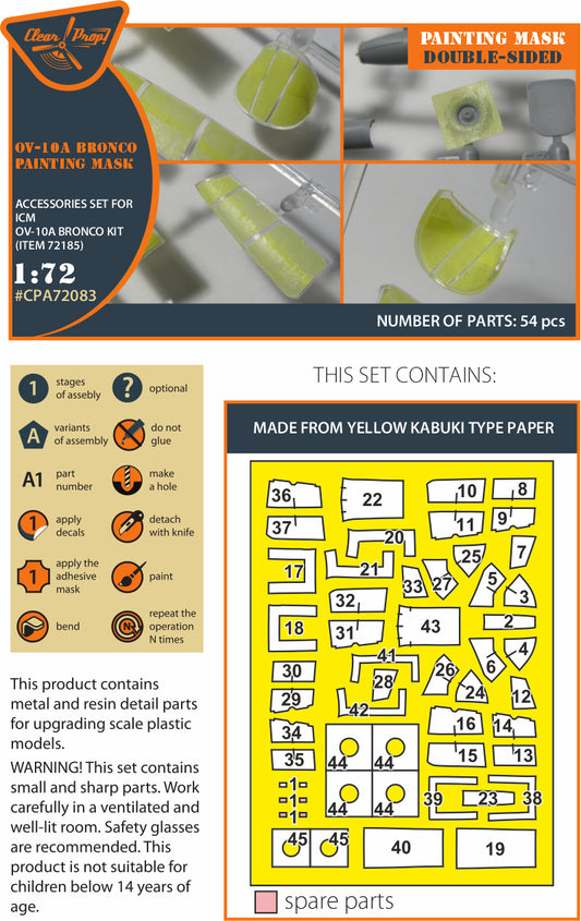 Clear Prop Models CPA72083 1:72 OV-10A/OV-10D+ Double-Sided Painting Mask