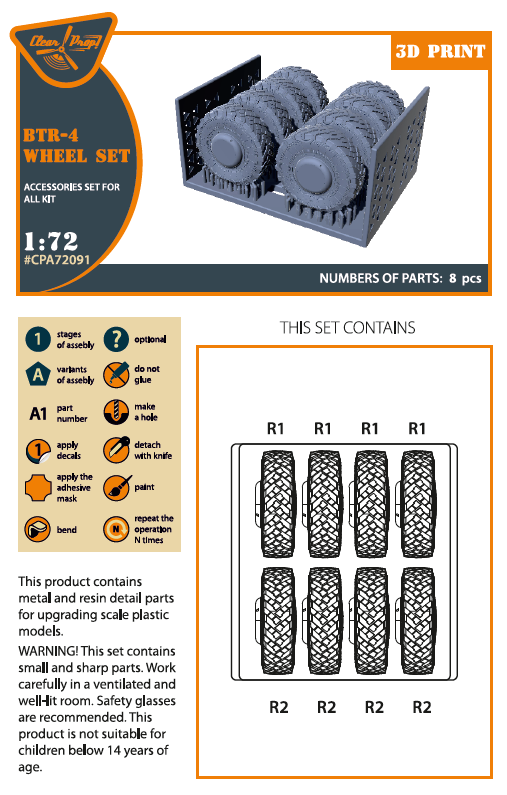 Clear Prop Models CPA72091 1:72 BTR-4E Ukrainian wheel set