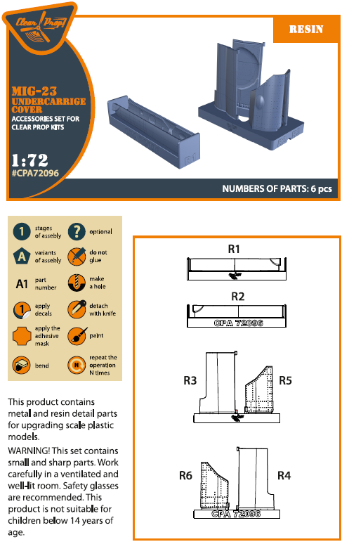 Clear Prop Models CPA72096 1:72 Mikoyan MiG-23 undercarriage covers