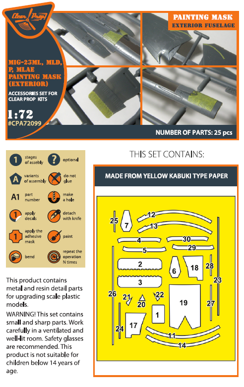 Clear Prop Models CPA72099 1:72 Mikoyan MiG-23ML,MLD,P,MLAE Exterior painting mask