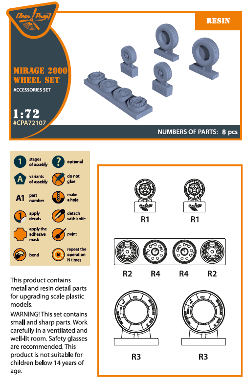 Clear Prop Models CPA72107 1:72 Dassault-Mirage 2000 wheel set