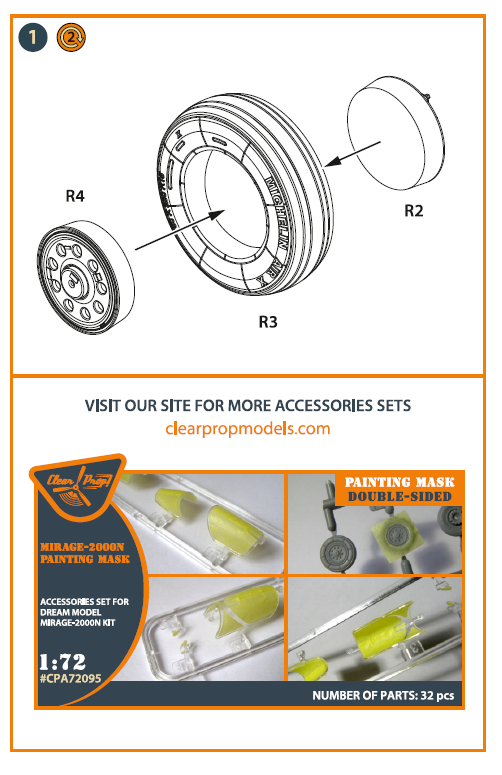 Clear Prop Models CPA72107 1:72 Dassault-Mirage 2000 wheel set