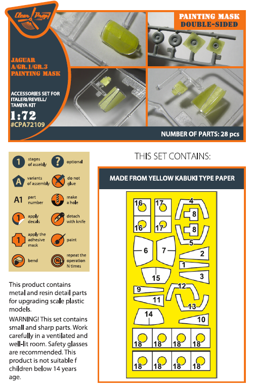 Clear Prop Models CPA72109 1:72 BAC Jaguar A/GR.1/GR.3 painting mask