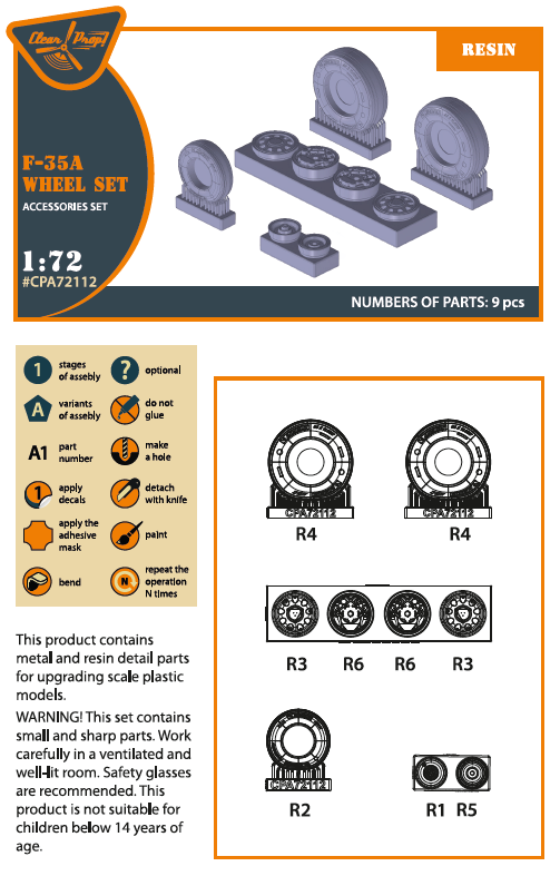 Clear Prop Models CPA72112 1:72 F-35A wheel set