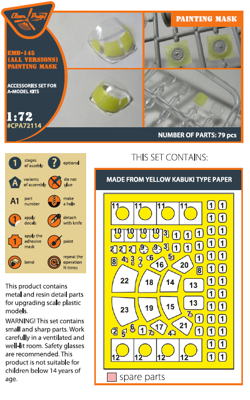 Clear Prop Models CPA72114 1:72 EMB-145LR painting mask