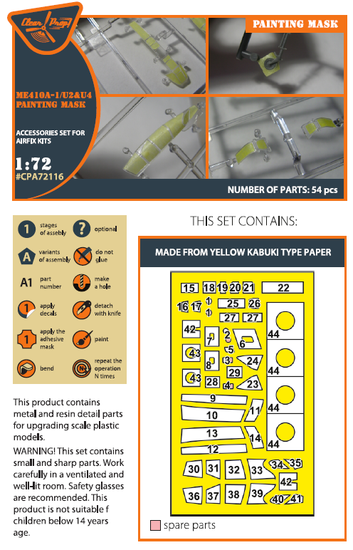 Clear Prop Models CPA72116 1:72 Messerschmitt Me-410B-1/U2/U4/R4 painting mask