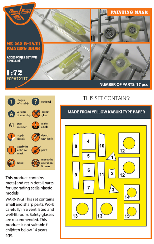 Clear Prop Models CPA72117 1:72 Messerschmitt Me-262B-1A/U1 painting mask