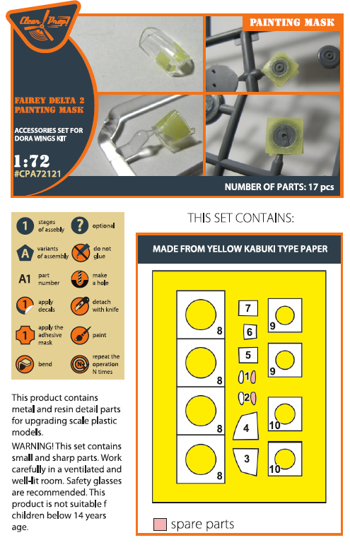 Clear Prop Models CPA72121 1:72 Fairey Delta FD.2 painting mask