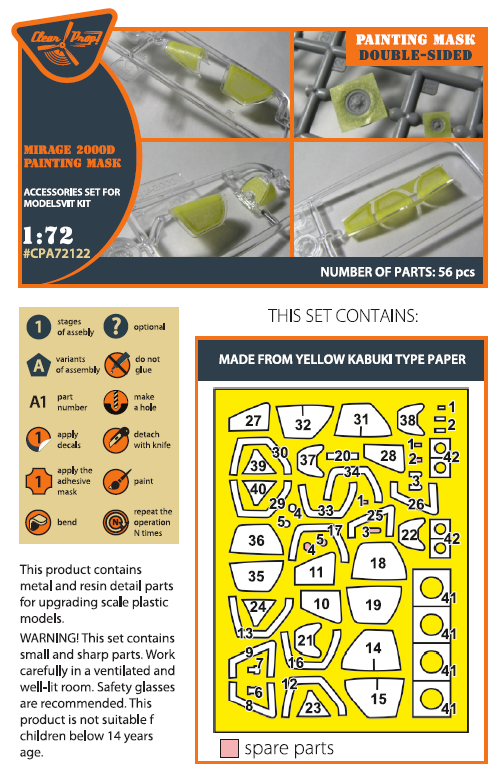 Clear Prop Models CPA72122 1:72 Dassault-Mirage 2000D double-sided painting mask