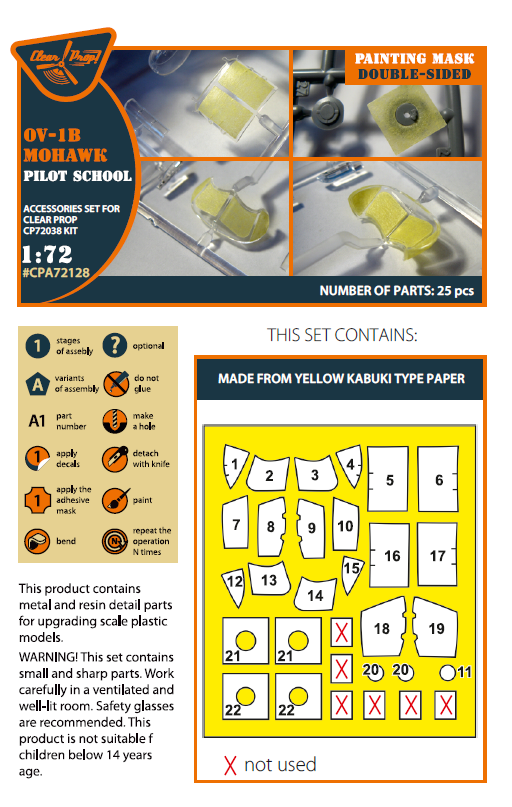 Clear Prop Models CPA72128 1:72 North-American/Rockwell OV-1B Mohawk 'Pilot School' Painting Mask