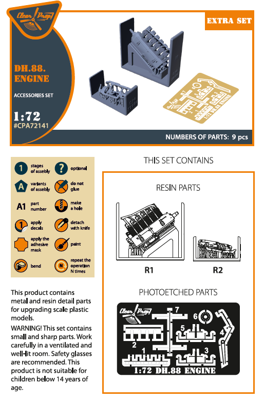 Clear Prop Models CPA72141 1:72 de Havilland DH.88 Comet Engine Set